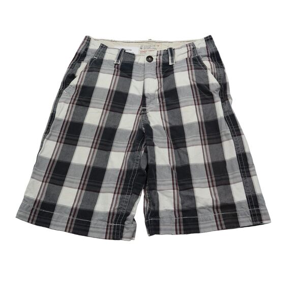 American Eagle Shorts Mens 30 Black Check Plaid Longer Length Uniform Preppy - Picture 1 of 15